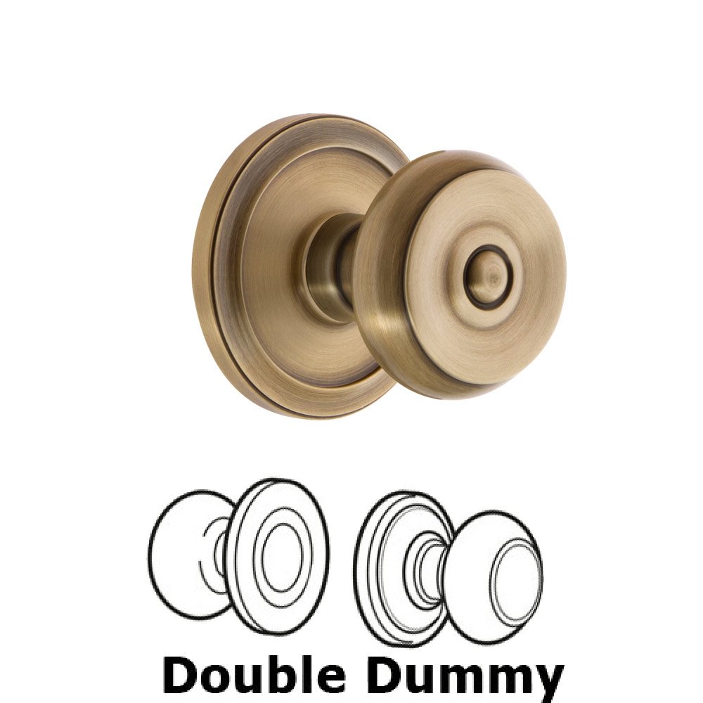 Grandeur Circulaire Rosette Double Dummy with Bouton Knob in Vintage Brass