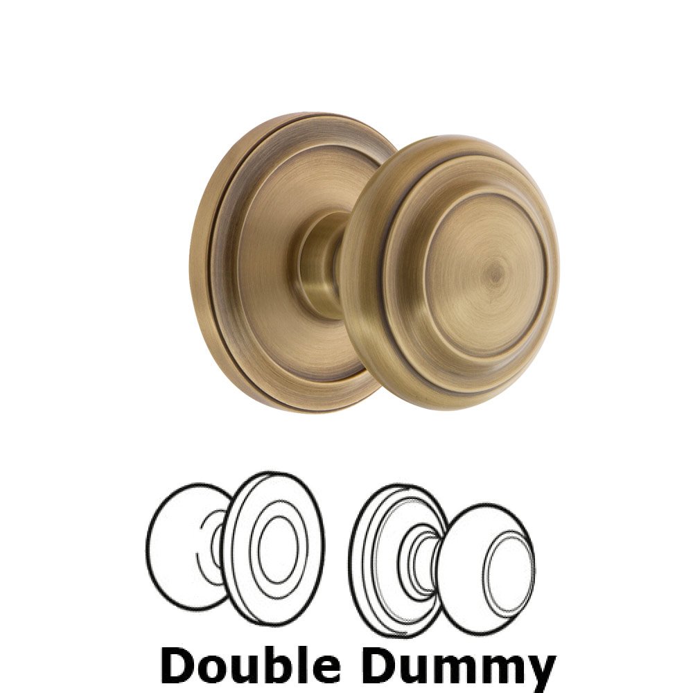 Grandeur Circulaire Rosette Double Dummy with Circulaire Knob in Vintage Brass