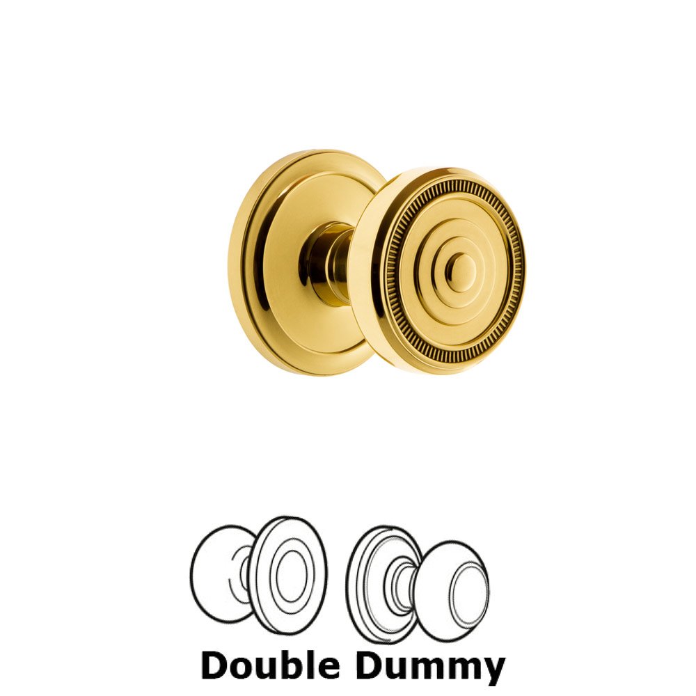 Grandeur Circulaire Rosette Double Dummy with Soleil Knob in Polished Brass