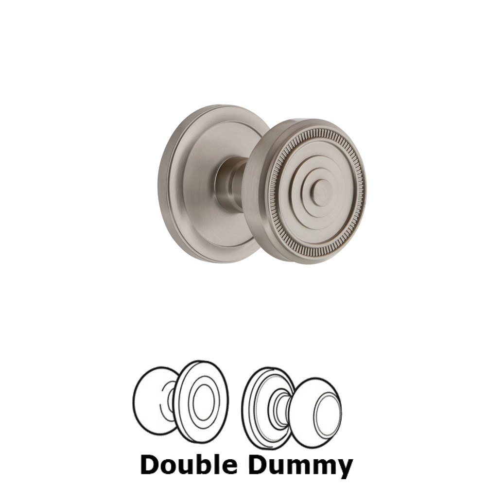 Grandeur Circulaire Rosette Double Dummy with Soleil Knob in Satin Nickel