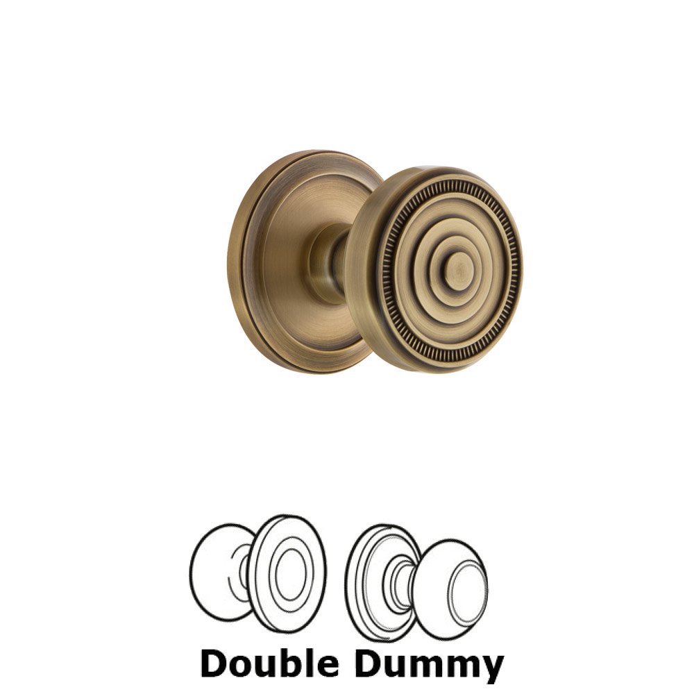 Grandeur Circulaire Rosette Double Dummy with Soleil Knob in Vintage Brass