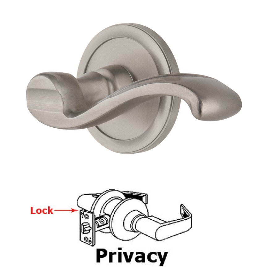 Privacy Circulaire Rosette with Portofino Right Handed Lever in Satin Nickel