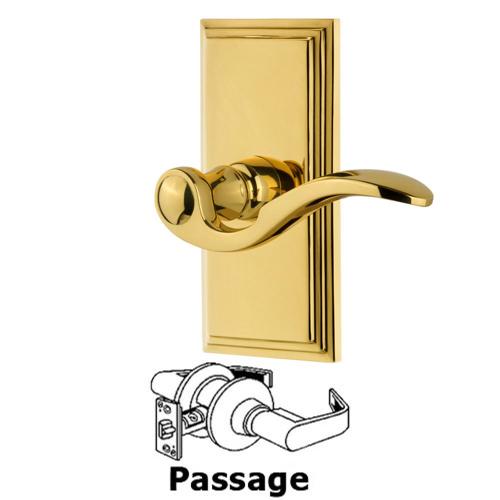 Passage Carre Plate with Bellagio Right Handed Lever in Lifetime Brass