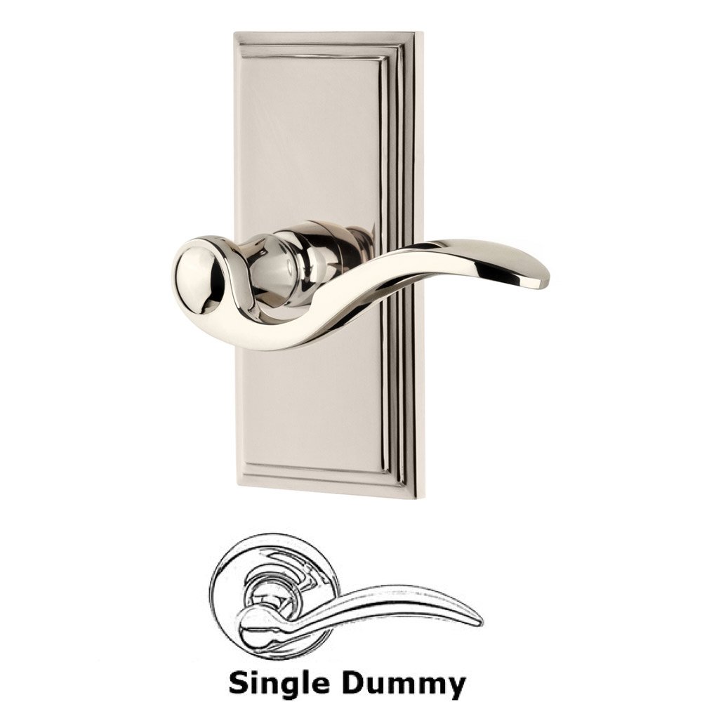 Single Dummy Carre Plate with Bellagio Left Handed Lever in Polished Nickel