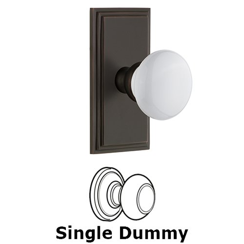 Carre Plate Dummy with Hyde Park White Porcelain Knob in Timeless Bronze