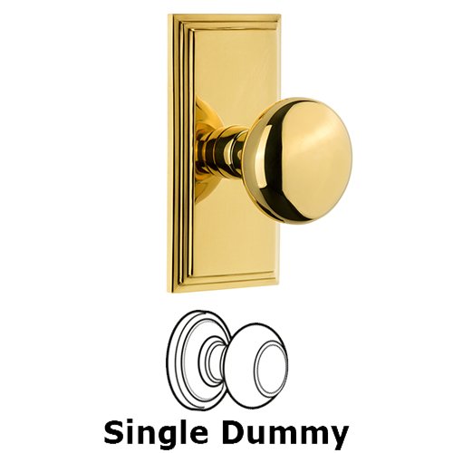 Grandeur Carre Plate Dummy with Fifth Avenue Knob in Polished Brass