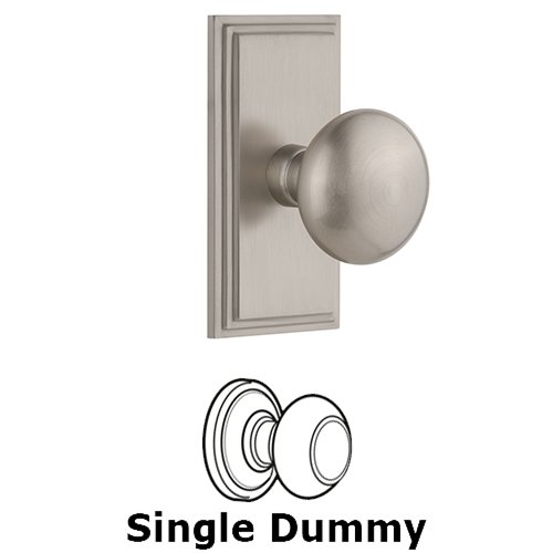 Grandeur Carre Plate Dummy with Fifth Avenue Knob in Satin Nickel