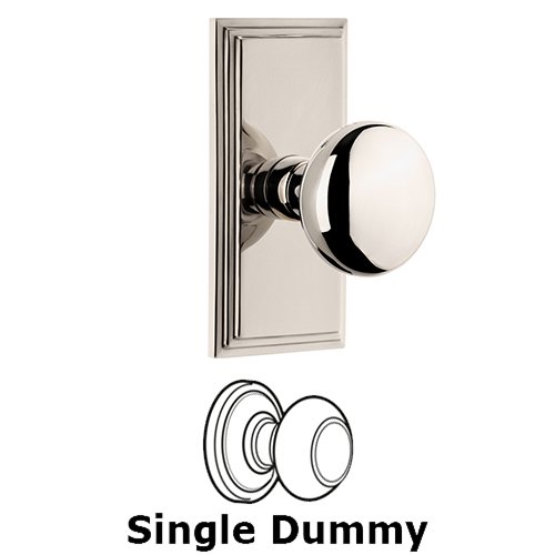 Grandeur Carre Plate Dummy with Fifth Avenue Knob in Polished Nickel