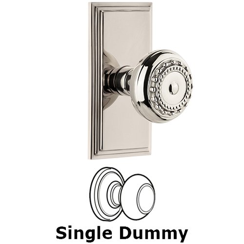Grandeur Carre Plate Dummy with Parthenon Knob in Polished Nickel