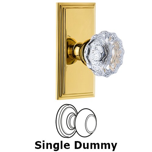 Grandeur Carre Plate Dummy with Fontainebleau Crystal Knob in Polished Brass