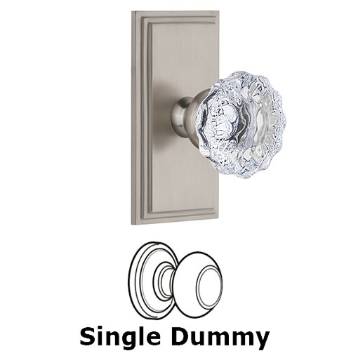 Grandeur Carre Plate Dummy with Fontainebleau Crystal Knob in Satin Nickel
