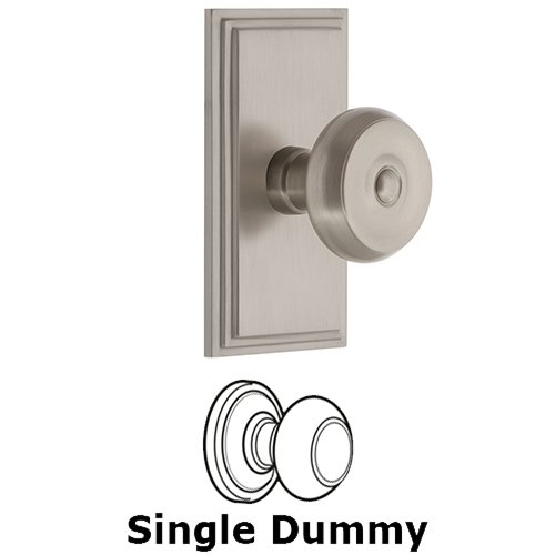 Grandeur Carre Plate Dummy with Bouton Knob in Satin Nickel