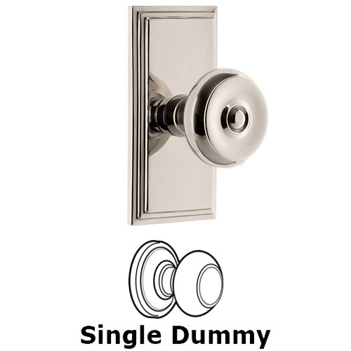 Grandeur Carre Plate Dummy with Bouton Knob in Polished Nickel