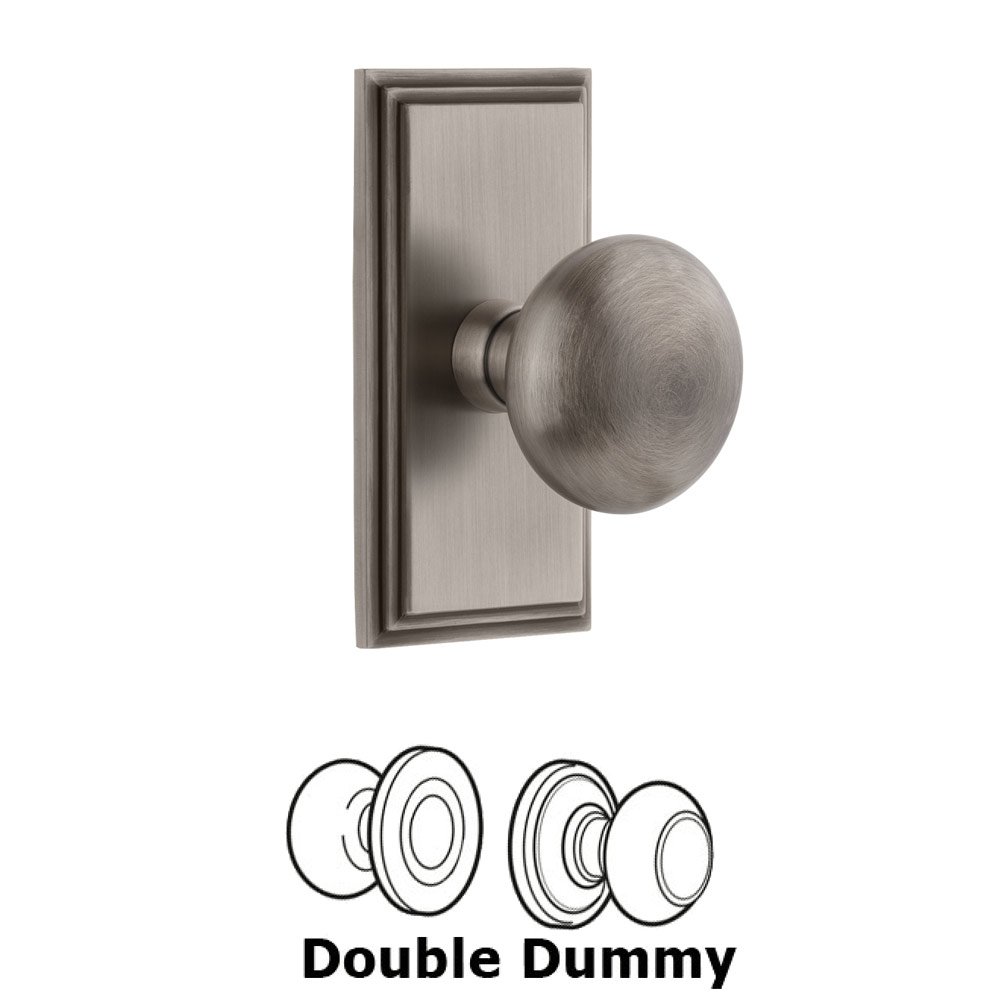 Grandeur Carre Plate Double Dummy with Fifth Avenue Knob in Antique Pewter