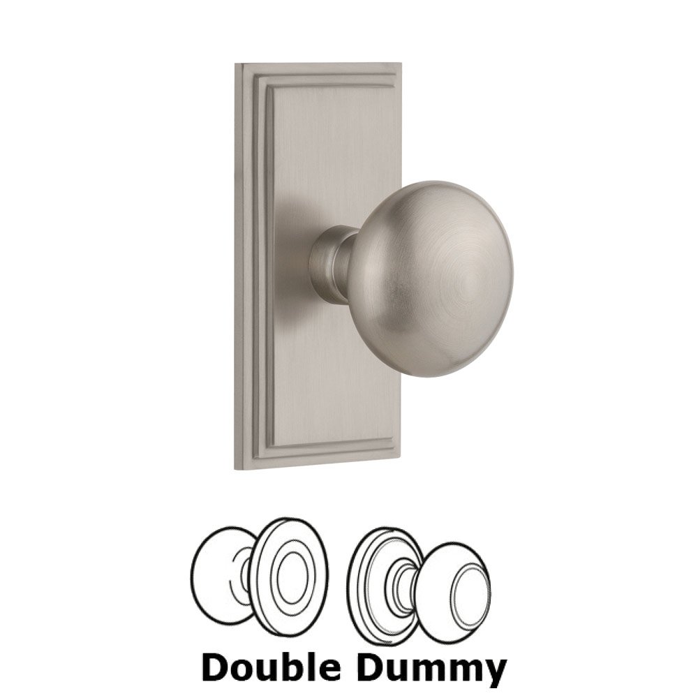 Grandeur Carre Plate Double Dummy with Fifth Avenue Knob in Satin Nickel
