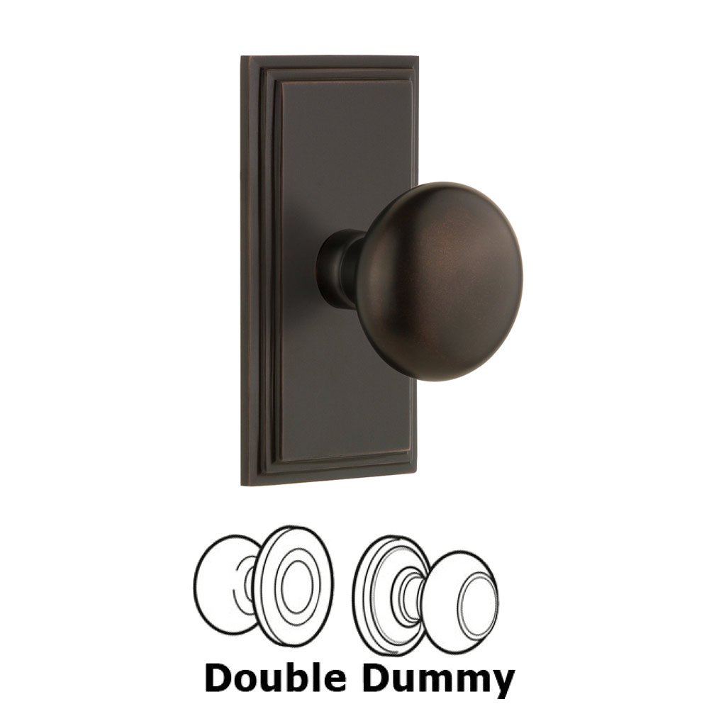 Grandeur Carre Plate Double Dummy with Fifth Avenue Knob in Timeless Bronze