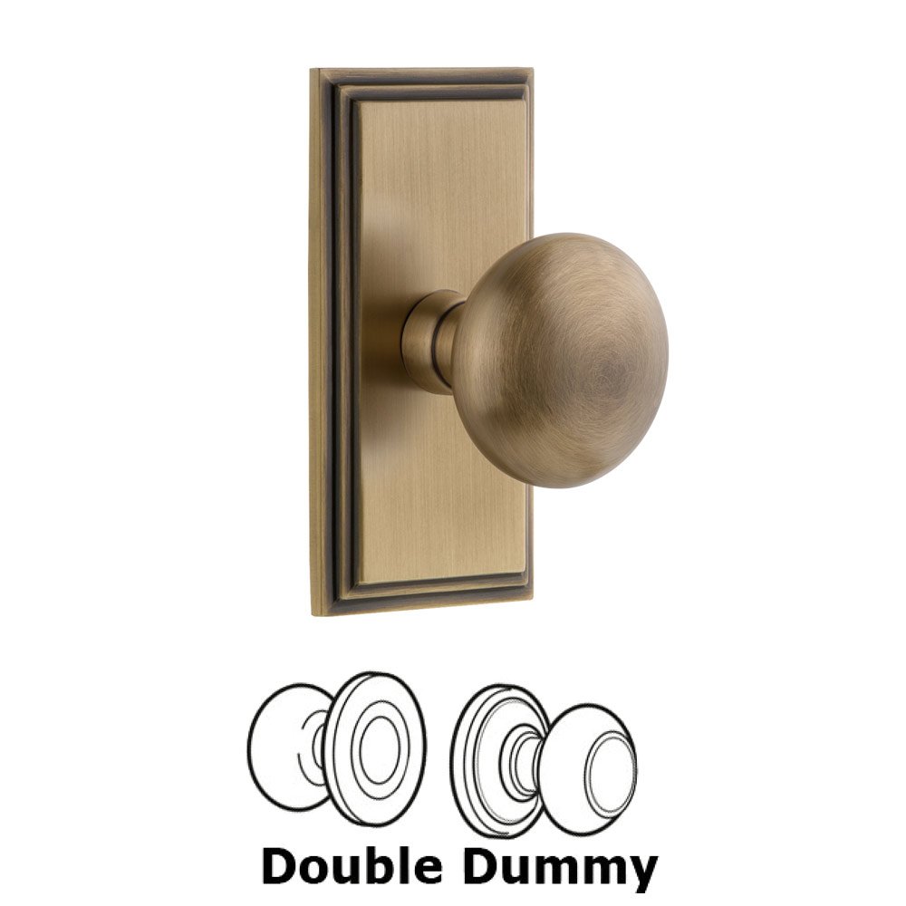 Grandeur Carre Plate Double Dummy with Fifth Avenue Knob in Vintage Brass