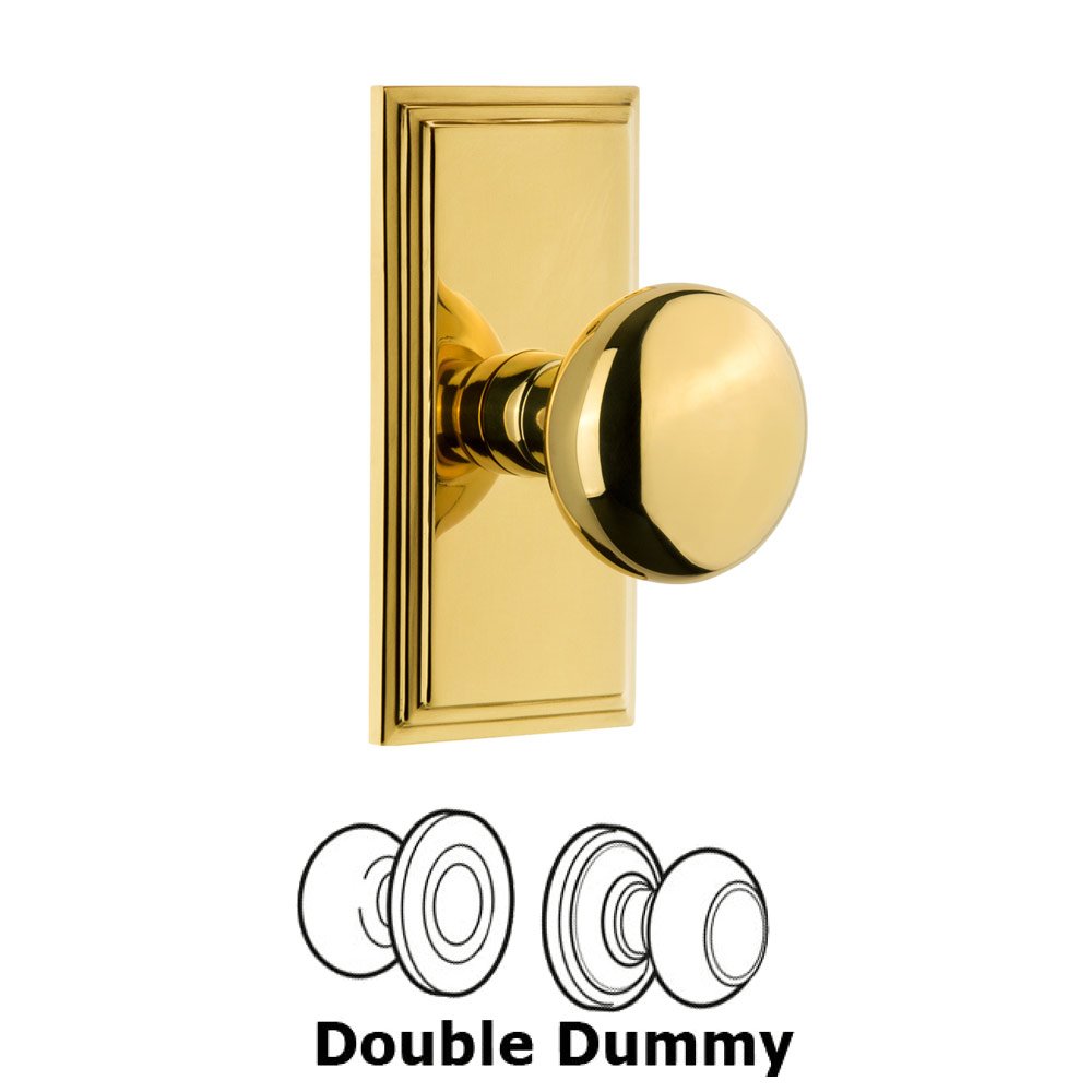 Grandeur Carre Plate Double Dummy with Fifth Avenue Knob in Lifetime Brass