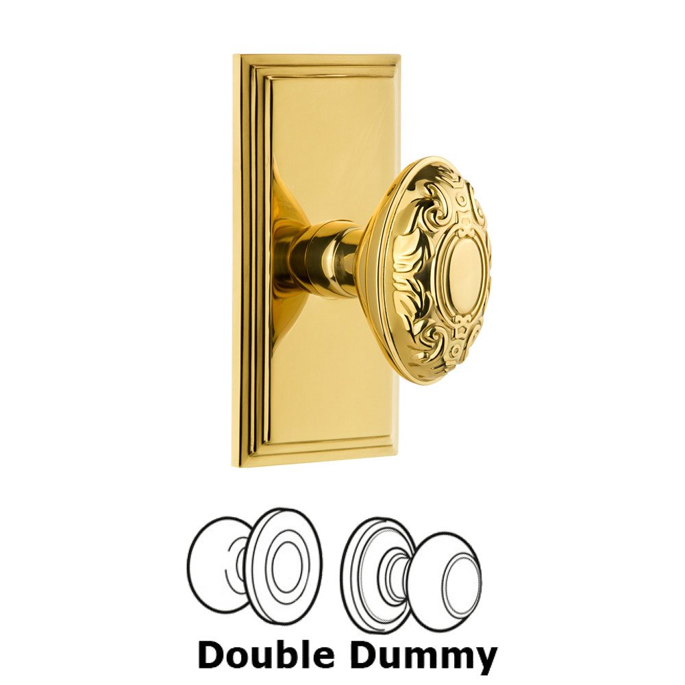 Grandeur Carre Plate Double Dummy with Grande Victorian Knob in Polished Brass
