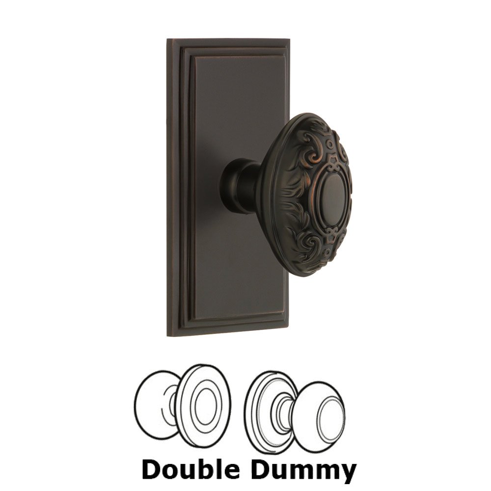 Grandeur Carre Plate Double Dummy with Grande Victorian Knob in Timeless Bronze