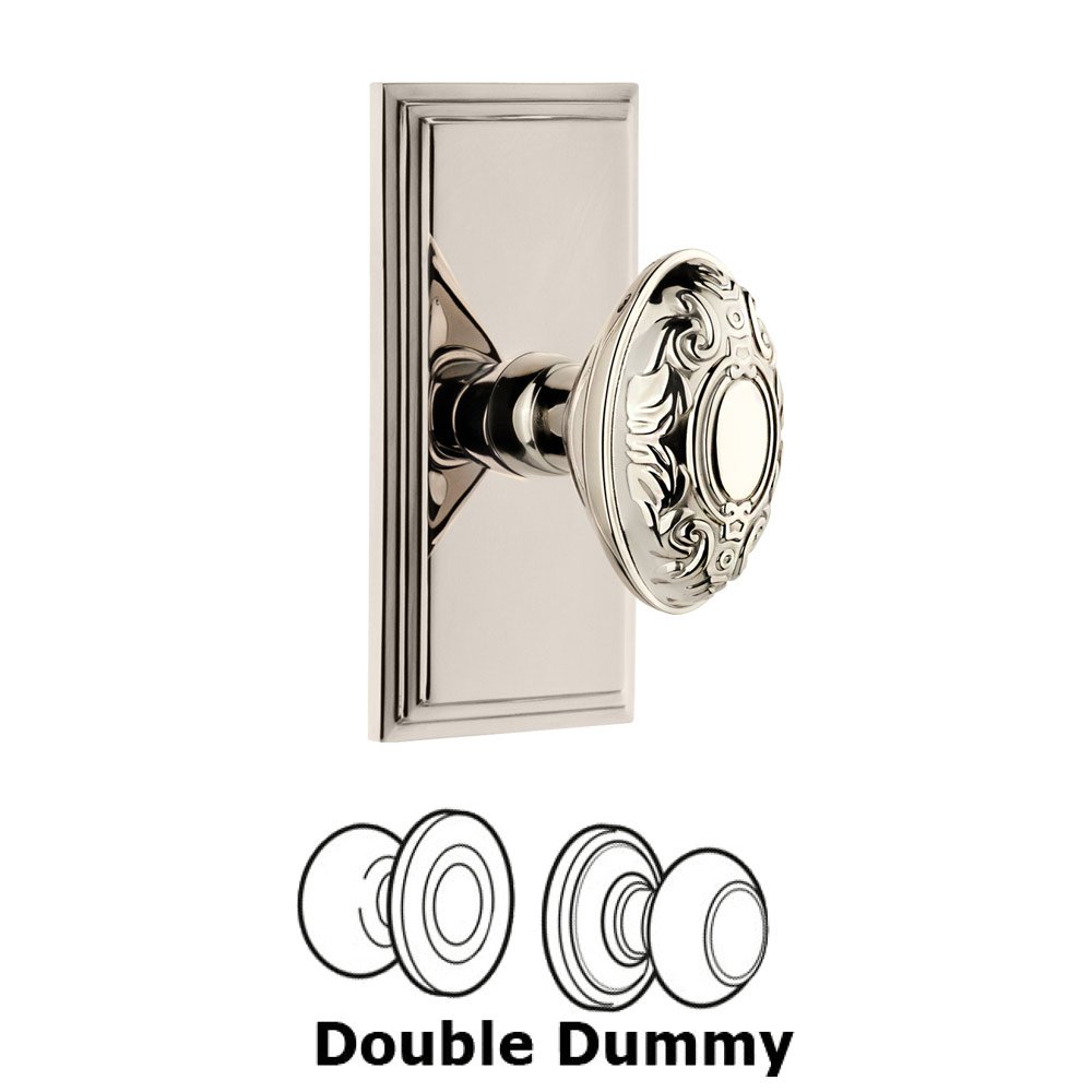 Grandeur Carre Plate Double Dummy with Grande Victorian Knob in Polished Nickel