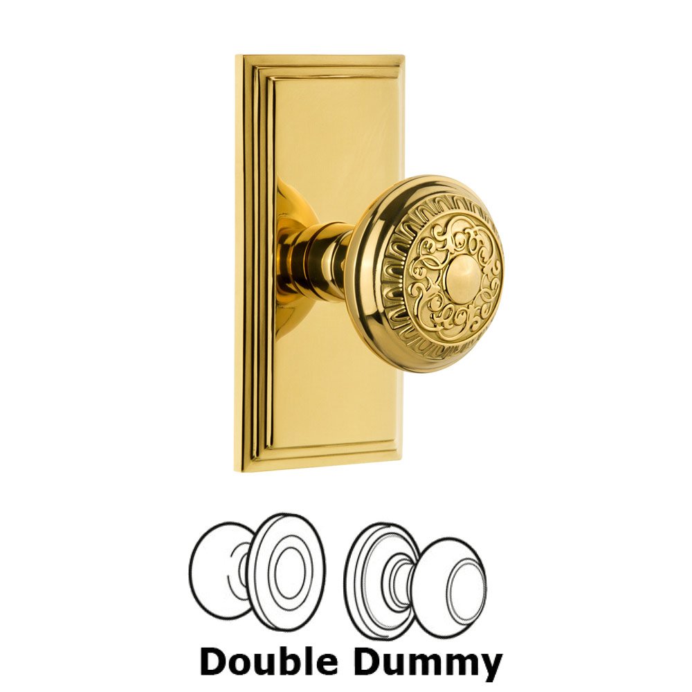 Grandeur Carre Plate Double Dummy with Windsor Knob in Polished Brass