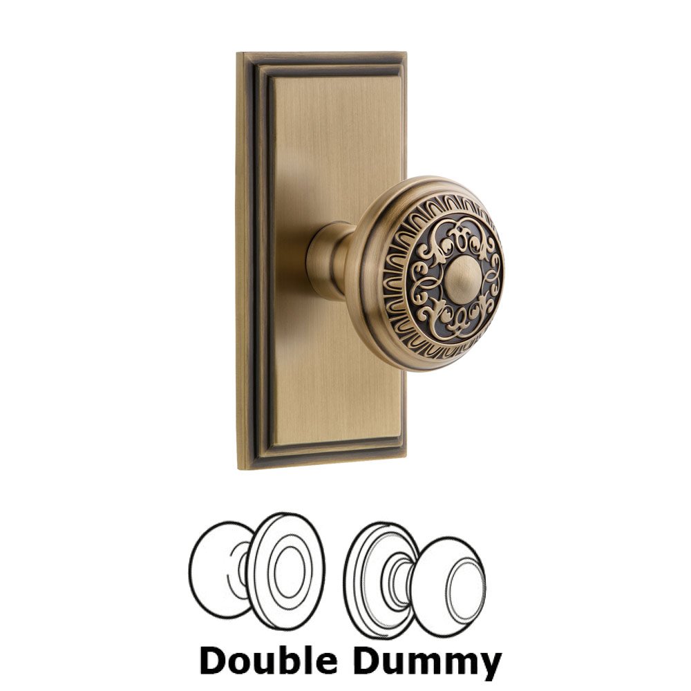 Grandeur Carre Plate Double Dummy with Windsor Knob in Vintage Brass