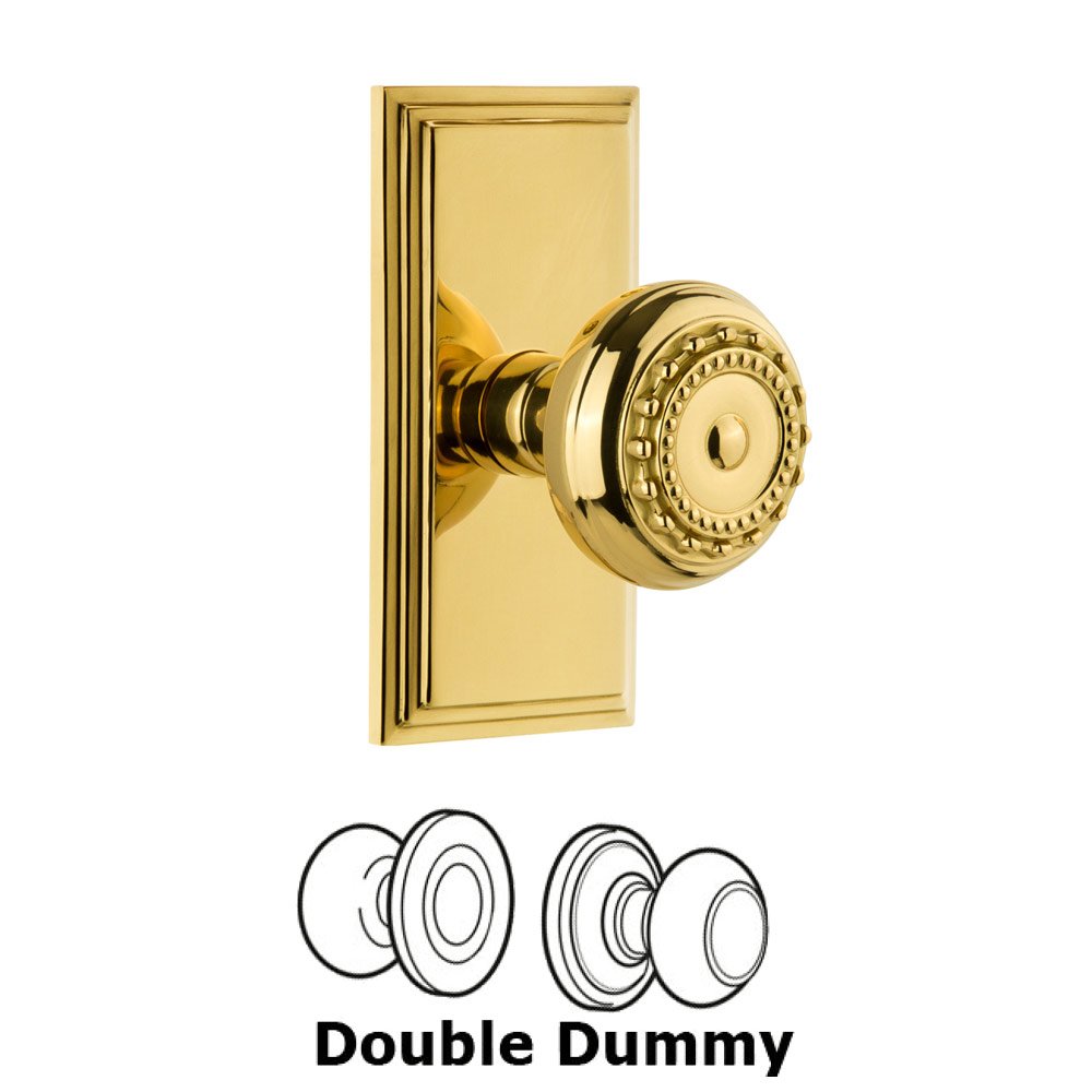 Grandeur Carre Plate Double Dummy with Parthenon Knob in Polished Brass