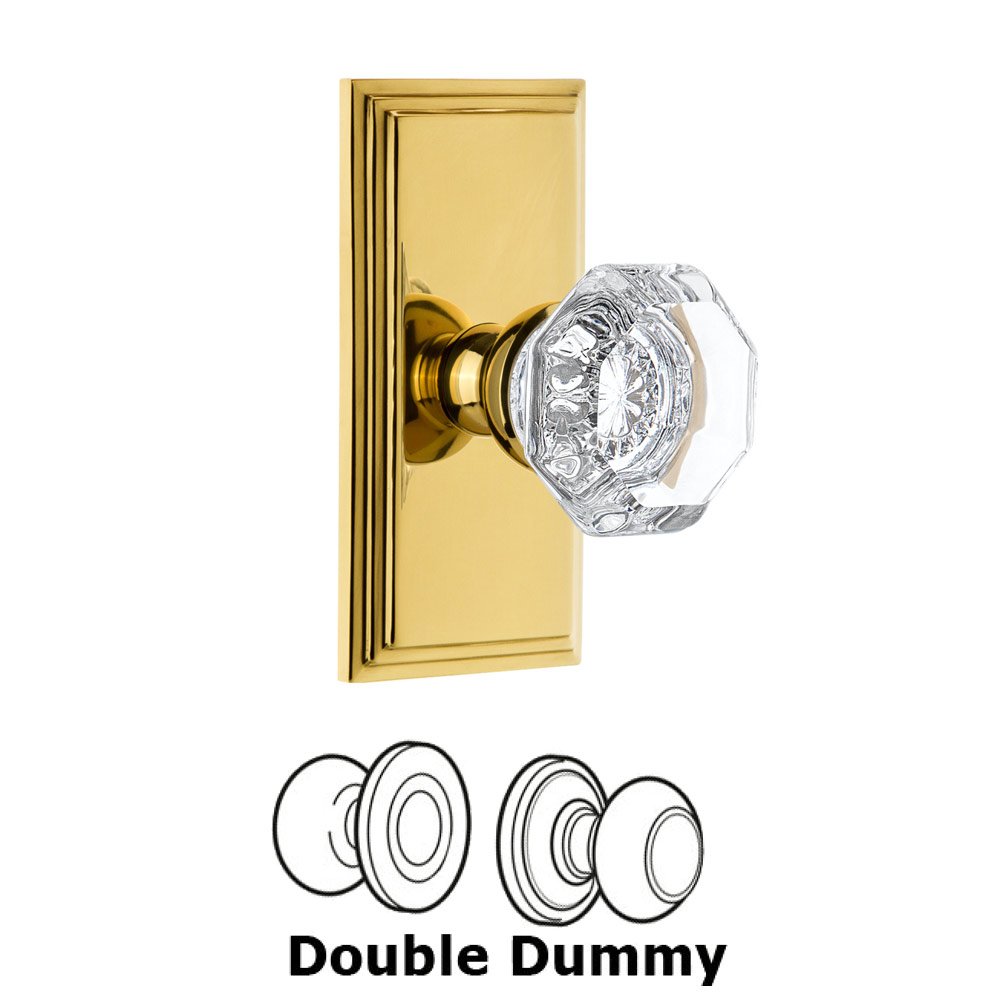 Grandeur Carre Plate Double Dummy with Chambord Crystal Knob in Polished Brass