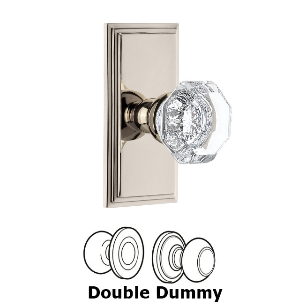 Grandeur Carre Plate Double Dummy with Chambord Crystal Knob in Polished Nickel