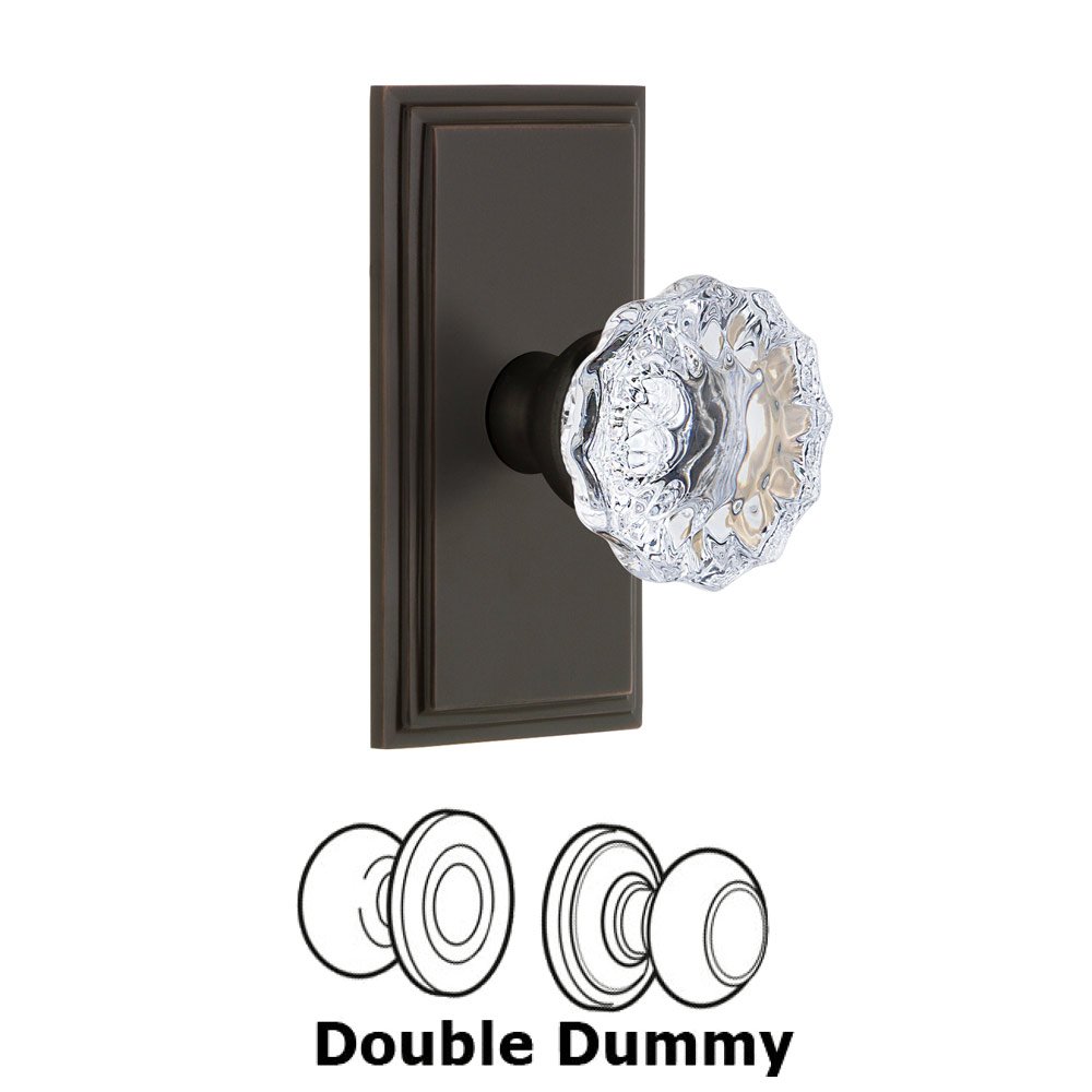 Grandeur Carre Plate Double Dummy with Fontainebleau Crystal Knob in Timeless Bronze