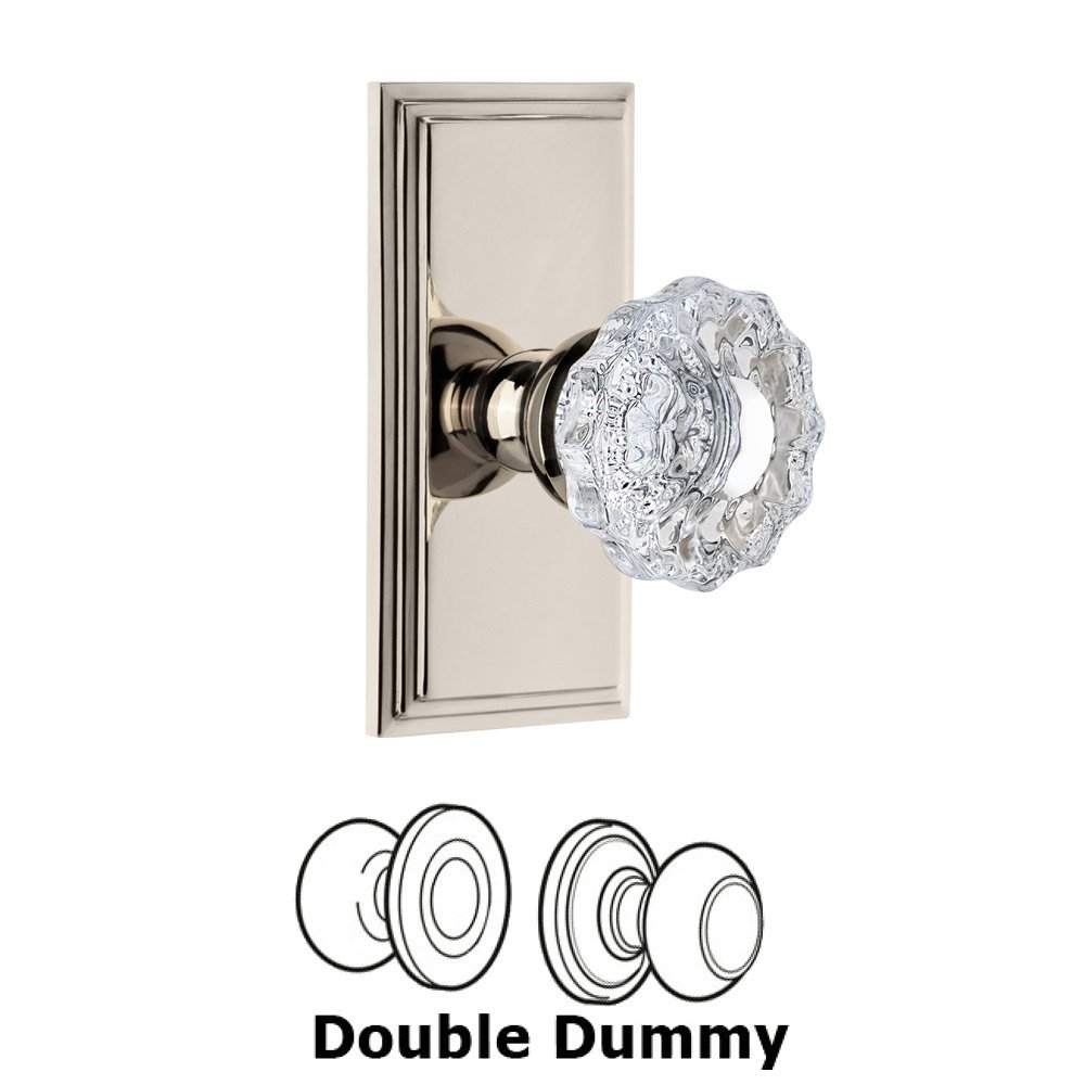 Grandeur Carre Plate Double Dummy with Versailles Crystal Knob in Polished Nickel