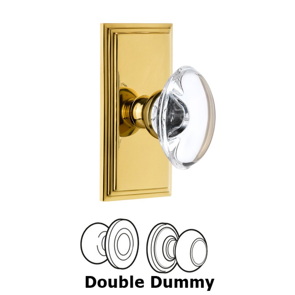 Grandeur Carre Plate Double Dummy with Provence Crystal Knob in Polished Brass