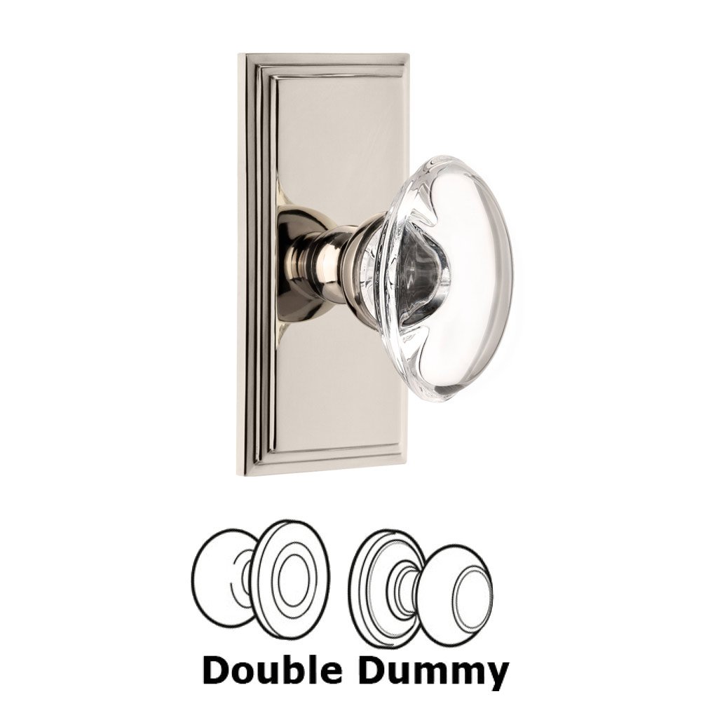 Grandeur Carre Plate Double Dummy with Provence Crystal Knob in Polished Nickel