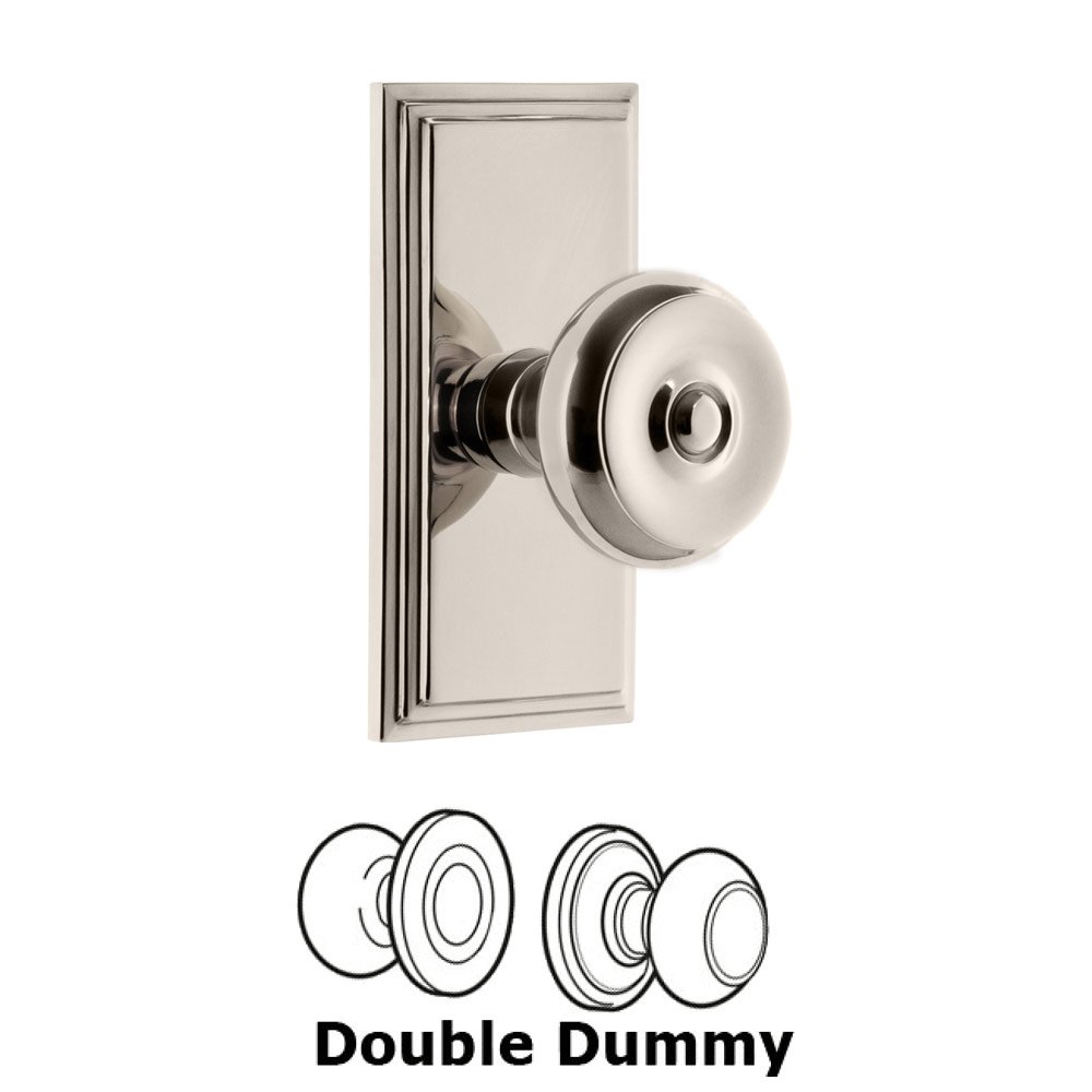 Grandeur Carre Plate Double Dummy with Bouton Knob in Polished Nickel