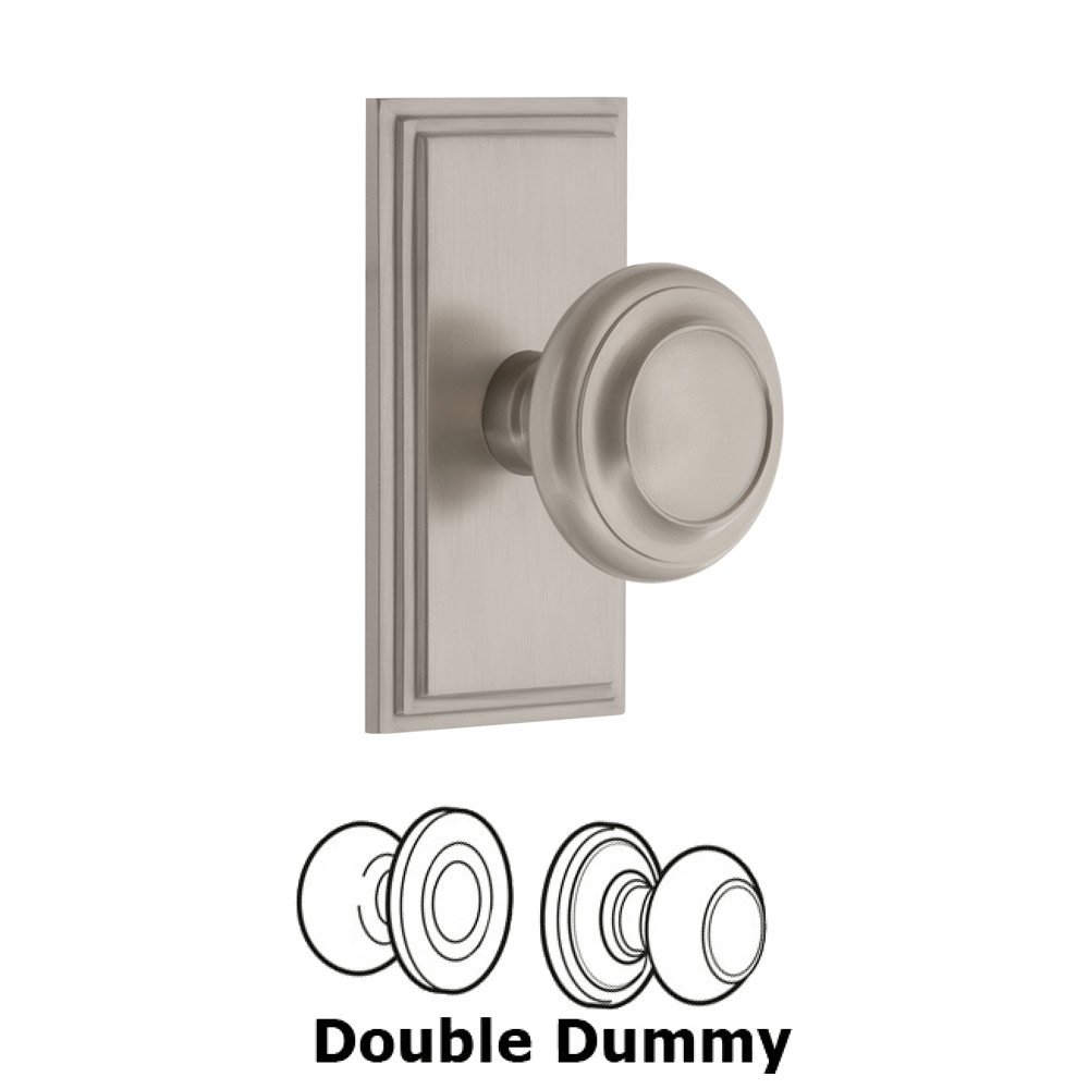 Grandeur Carre Plate Double Dummy with Circulaire Knob in Satin Nickel
