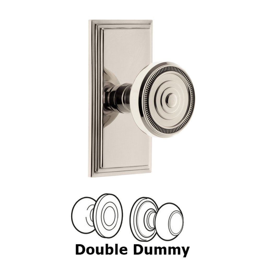 Grandeur Carre Plate Double Dummy with Soleil Knob in Polished Nickel