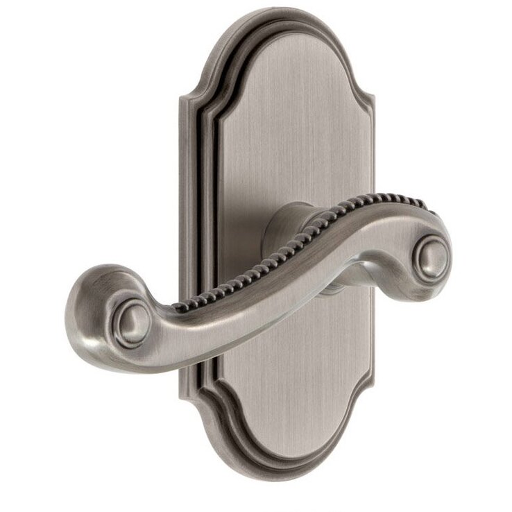 Passage Arc Plate with Left Handed Bellagio Lever in Antique Pewter