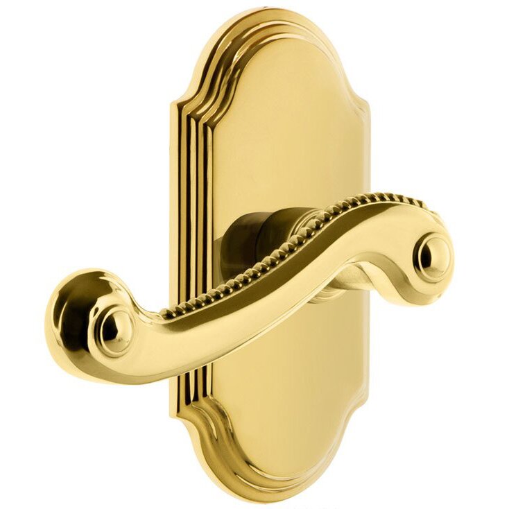 Passage Arc Plate with Left Handed Bellagio Lever in Polished Brass