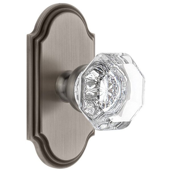 Grandeur Arc Plate Passage with Chambord Crystal Knob in Antique Pewter