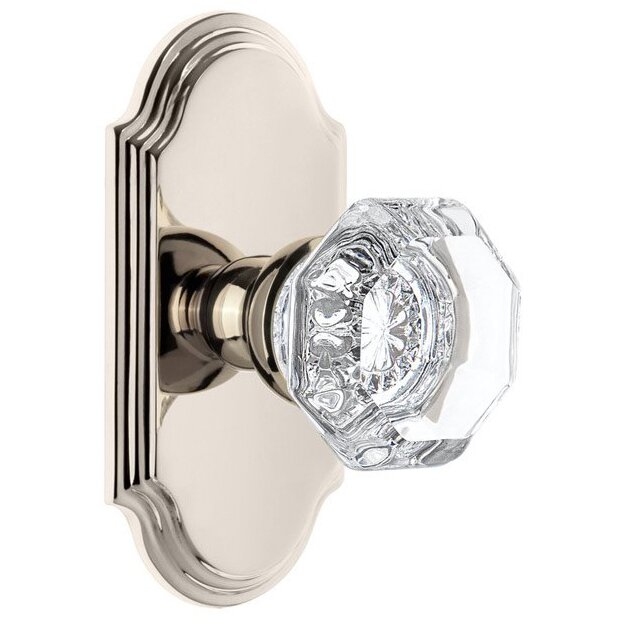 Grandeur Arc Plate Passage with Chambord Crystal Knob in Polished Nickel