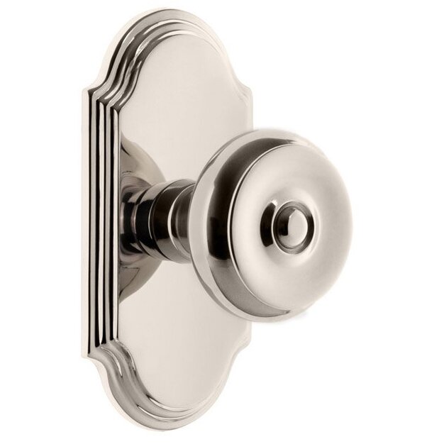Grandeur Arc Plate Passage with Bouton Knob in Polished Nickel
