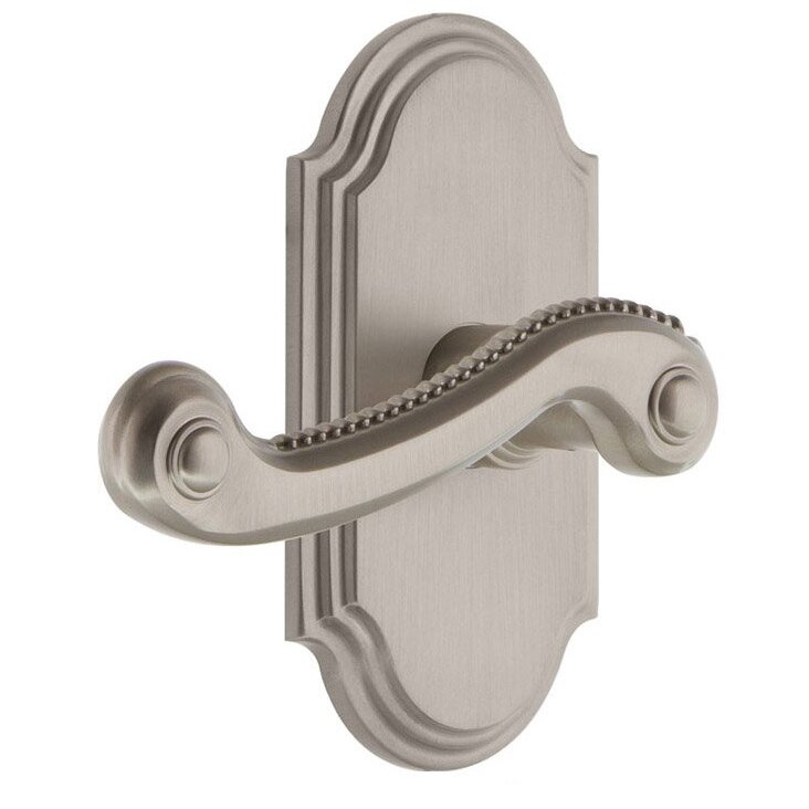 Single Dummy Arc Plate with Left Handed Bellagio Lever in Satin Nickel