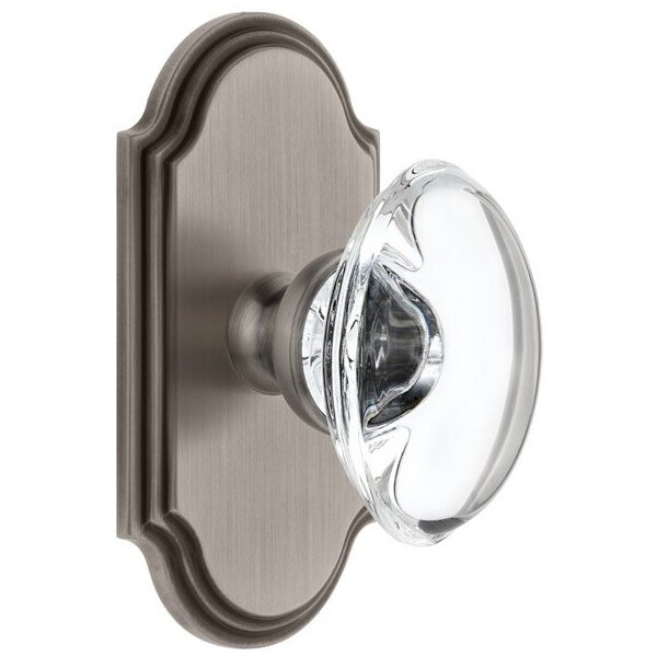 Grandeur Arc Plate Dummy with Provence Crystal Knob in Antique Pewter