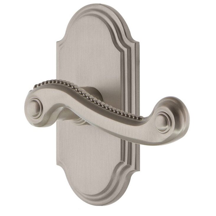Double Dummy Arc Plate with Left Handed Bellagio Lever in Satin Nickel