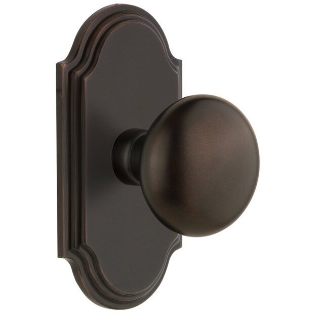 Grandeur Arc Plate Double Dummy with Fifth Avenue Knob in Timeless Bronze