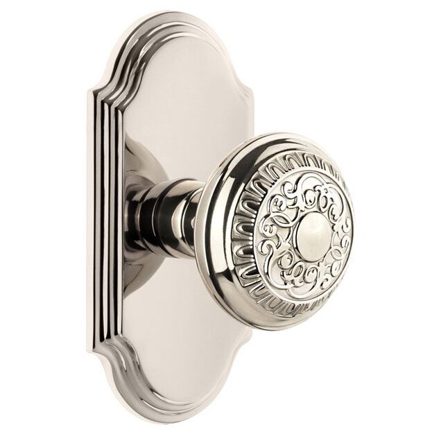 Grandeur Arc Plate Double Dummy with Windsor Knob in Polished Nickel