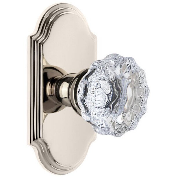 Grandeur Arc Plate Double Dummy with Fontainebleau Crystal Knob in Polished Nickel