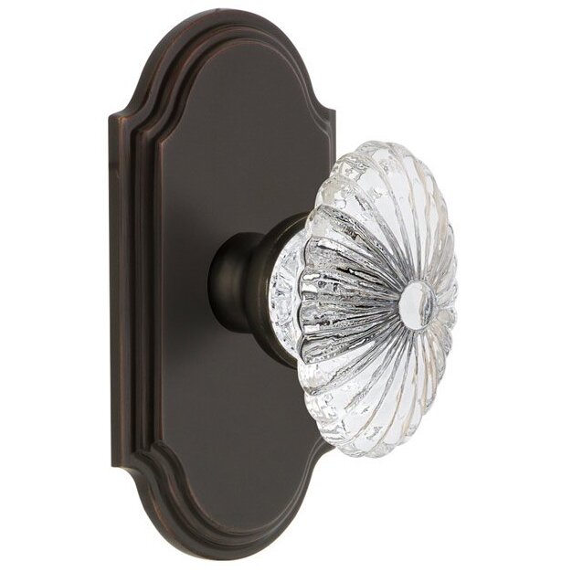 Grandeur Arc Plate Double Dummy with Burgundy Crystal Knob in Timeless Bronze