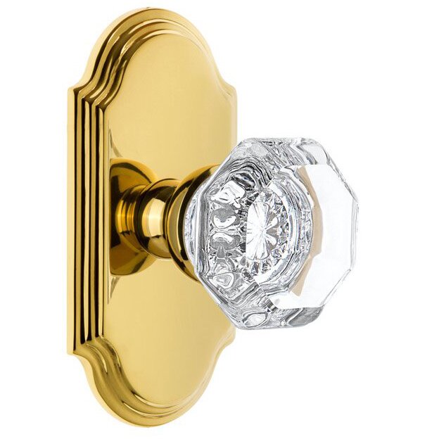 Grandeur Arc Plate Passage with Chambord Crystal Knob in Lifetime Brass